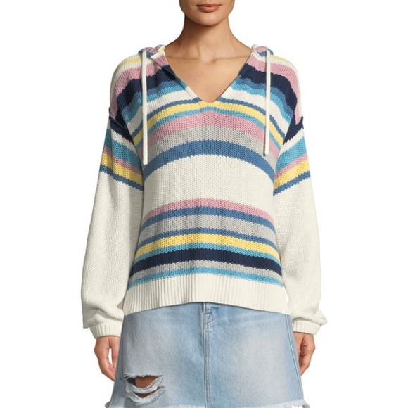Frame Denim Sweaters - FRAME Striped Dropped-Shoulder Hooded Sweater